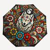 1pc Wolf Mandala Automatic Open/Close Umbrella - Portable Collapsible Umbrella with 8-Rib Stability, Fashion Lovers Yy251017104