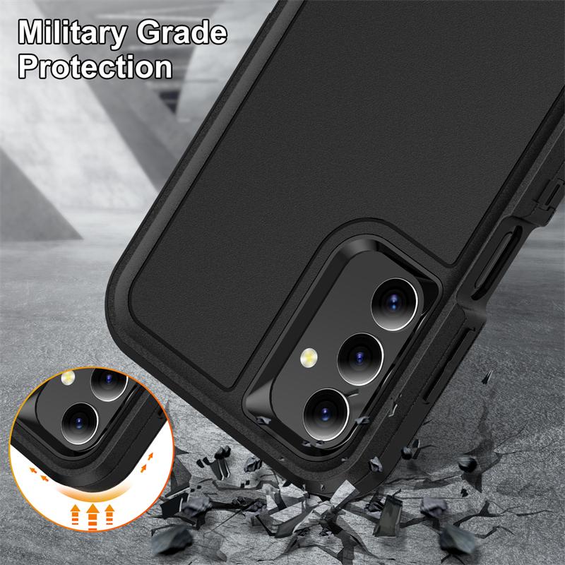 3 In 1 Heavy Armor Defend Phone Case For Samsung Galaxy A16 A06 A15 A14 A54 A26 A36 A56 A17 A27 A37 5G Plastic Frame TPU Cover