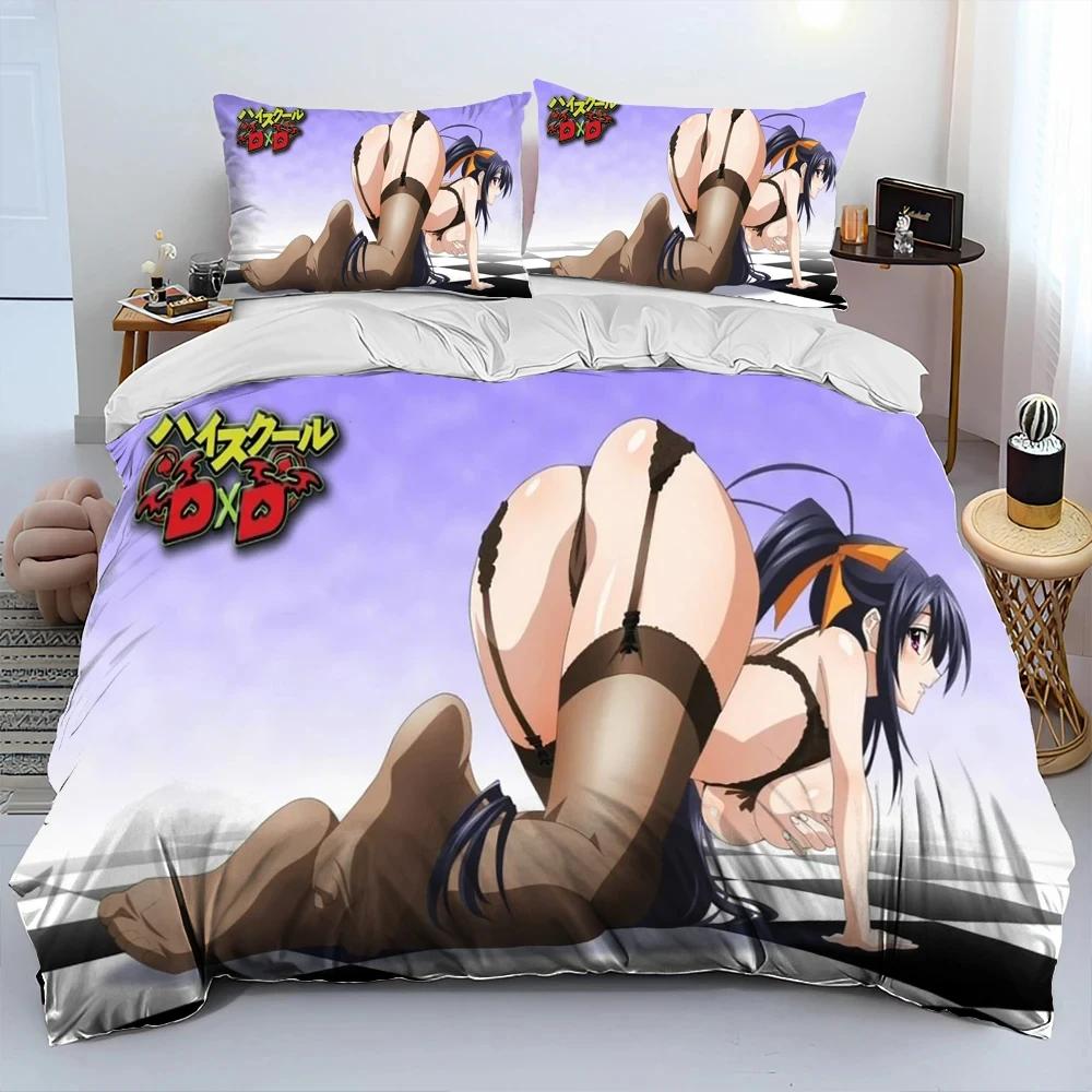 Sexy Girl High School DxD Anime Bedding Set Duvet Cover Bed Set Quilt Cover Pillowcase Comforter king Queen Size Boys Adult