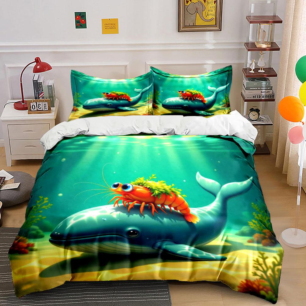 Whale and Shrimp Design. Bedding Sets Duvet Cover Sets Duvet Covers Pillowcases(1*Duvet Cover 2*Pillowcases Without Duvet Insert)