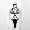 Womens Sexy PU Leather Wetlook Bodysuit Crotchless Lingerie Babydoll Nightwear