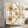 Luxury Floral Shower Curtain Modern Golden Bathroom Decor for Home Living Room Kitchen Waterproof Fabric in Various Sizes Availa
