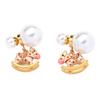Childlike fashion exquisite color enamel Trojan horse pearl earrings retro light luxury versatile two wear women's silver needle earrings