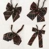 Brown Checkered Striped Neck Tie Pre-Tied Bowtie for Japanese JK School Uniform