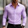 Men's Casual Long-Sleeve Slim Fit Black Geometric Pattern Breathable Versatile Formal Shirt Fashion Outdoor Men's Top