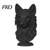Wildtier Kopf Skulptur 3D Gedruckte Wolf Figur, Realistische Statue mit Runder Basis, für Heim Büro Bücherregal Dekor Dekoration