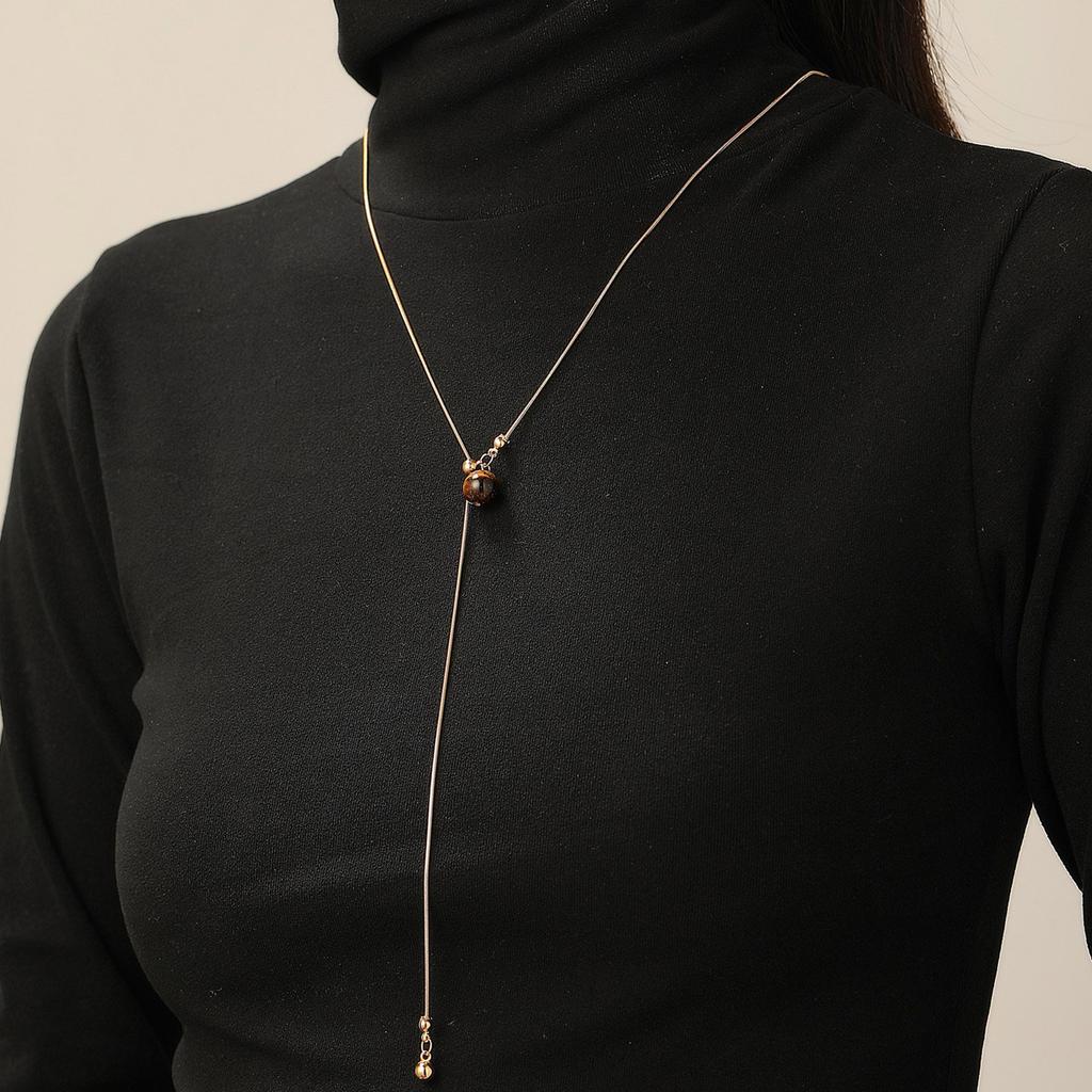 Natural Tiger Eye Bead Pearl Adjustable Necklace Alloy Jewelry For Daily Wear Or Special Occasions
