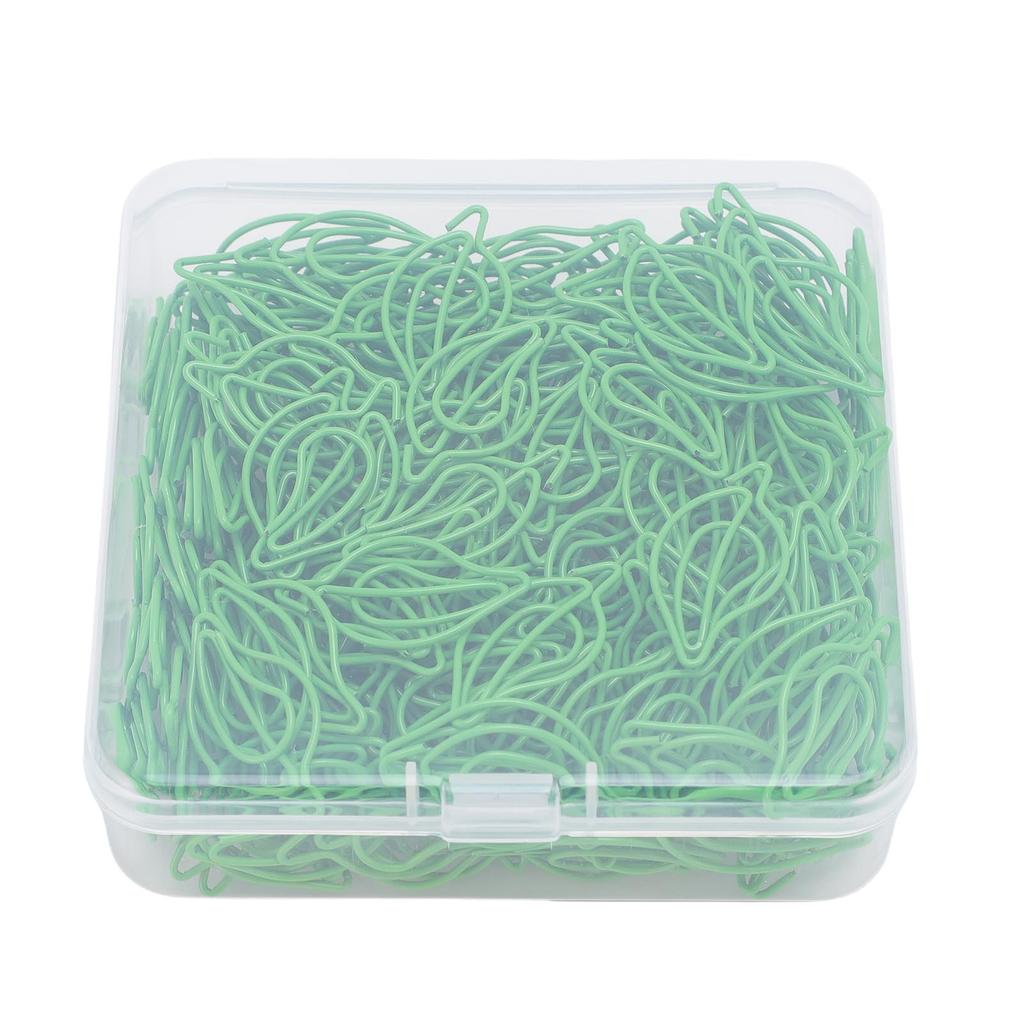 200 Pcs Leaf Shaped Paper Clips Cute Fun Bookmark Paperclip Planner Clips with Transparent Box for O