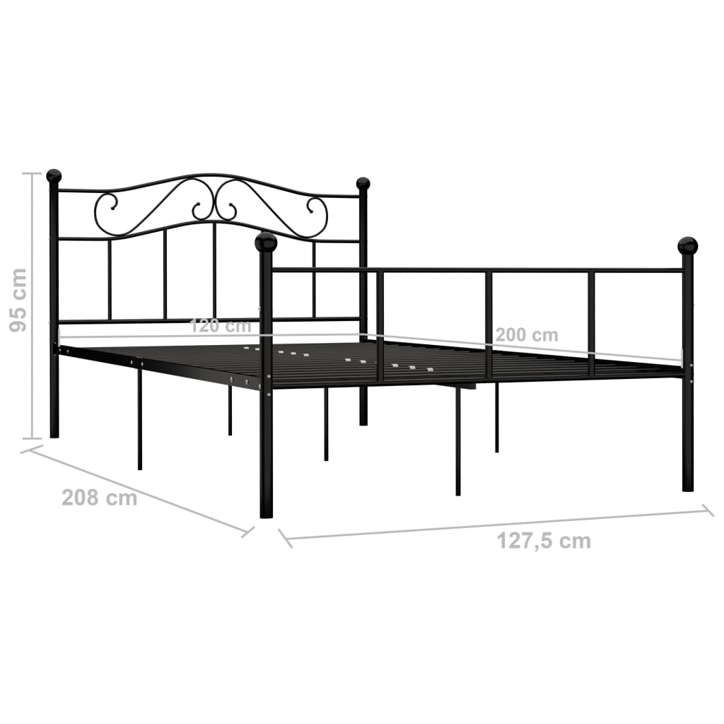 Black Metal Bed Frame 120 x 200 cm