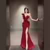 Single shoulder evening dress new high-end banquet temperament celebrity fishtail sexy slim dress can be worn at ordinary times
