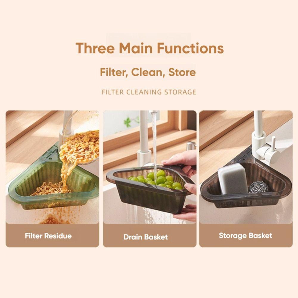 Triangle Kitchen Drain Basket Portable Kitchen Accessories Vegetable Basin Punch-free Sink Retractable Rack