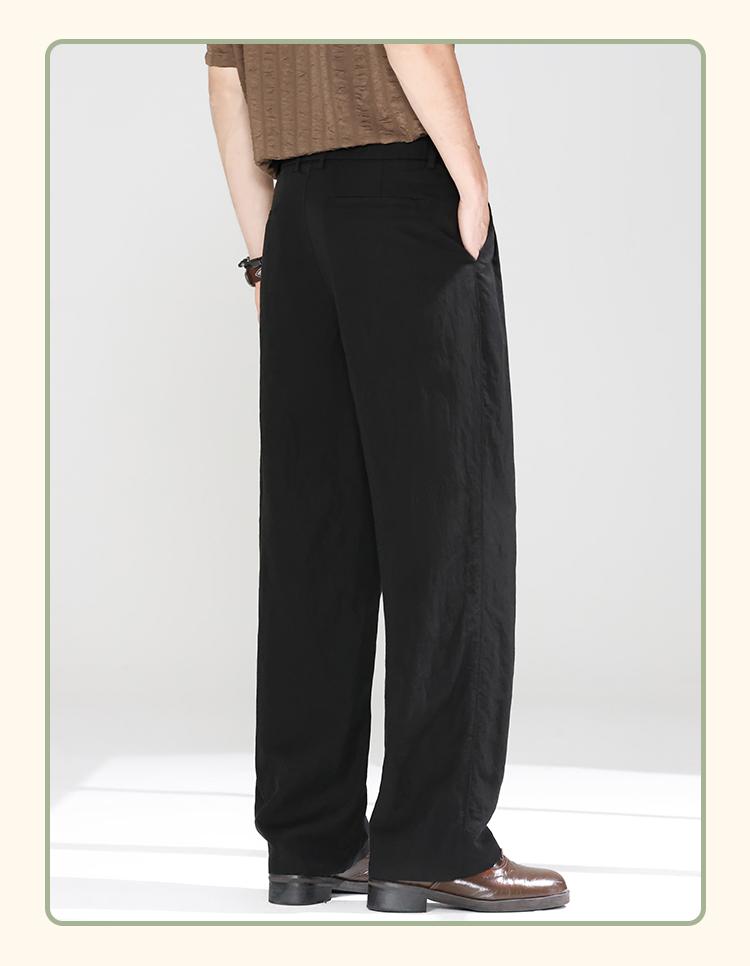 [Lyocell&Linen] Men's Casual Pants Spring New Solid Color Straight Tube Breathable Sweating Commuter Pants
