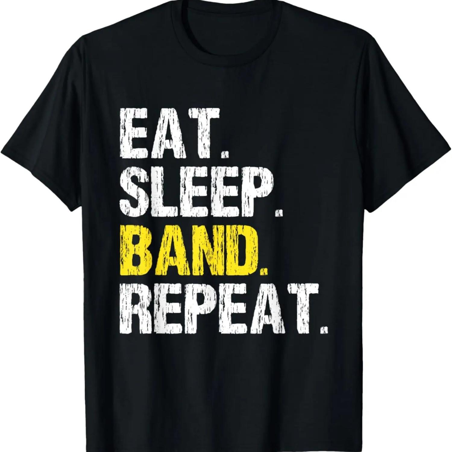 Eat Sleep Band Repeat Marching Director Cool Funny T-Shirt S чёрный