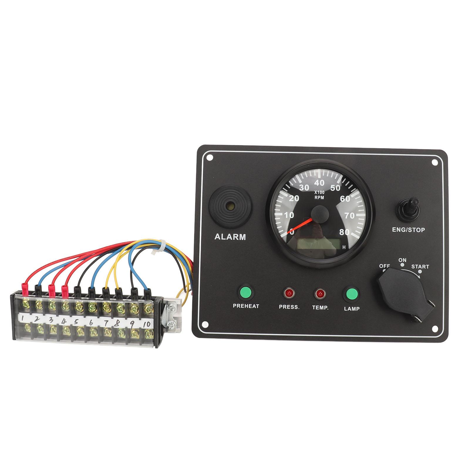

210 X 160mm Boat Tachometer Panel High Accuracy Multifunction 0‑8000 RPM Marine Tacho Gauge Instrument Panel with Alarm