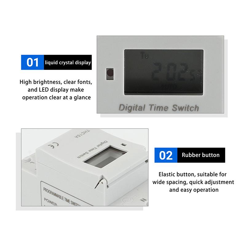 1Pc Electronic Weekly 7 Days Programmable Digital Timer Switch Relay Control 110V 8A 10A 16A Din Rail Thc15A