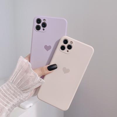 Ins Korea Heart Phone Case For Iphone 11 Pro Max 7 8 Plus Cover Purple Soft Silicone For Iphone X Xr Xs Max 12 13 Promax Mini