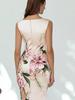 Women's Floral Digital Print Strappy V-Neck Wrap Dress with Zipper Back
