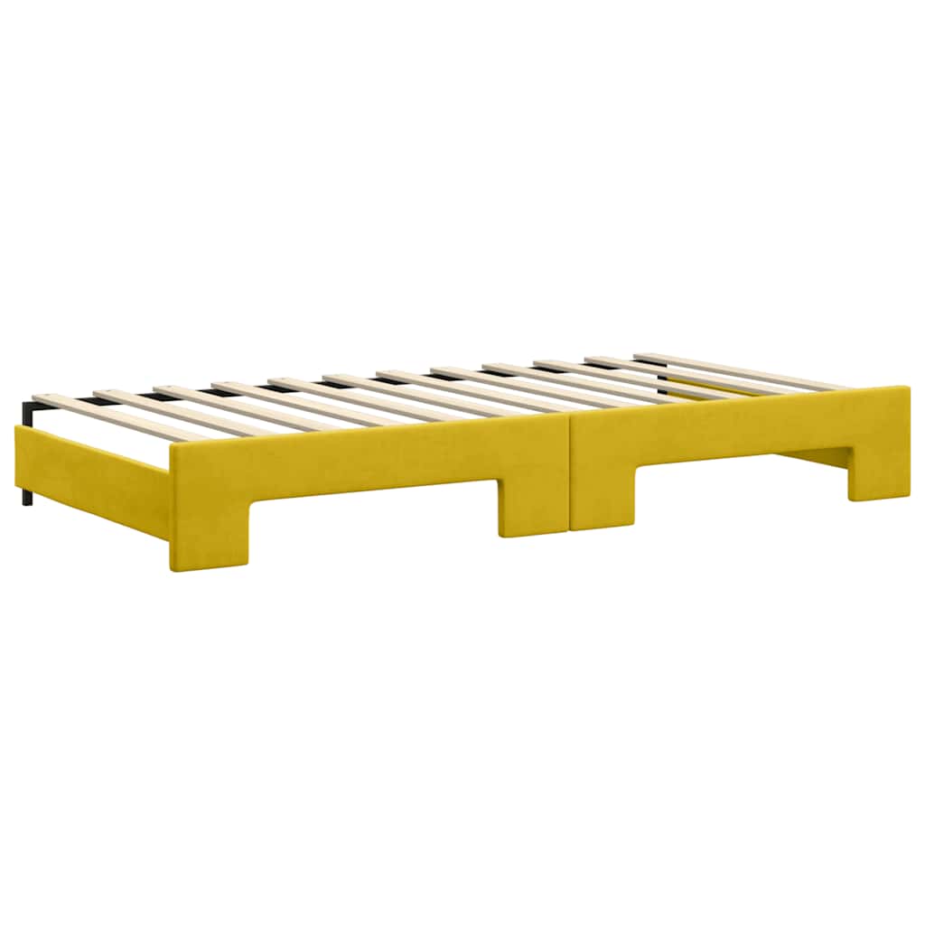 Extendable Daybed with Mattresses Yellow 100x200 Cm Velvet