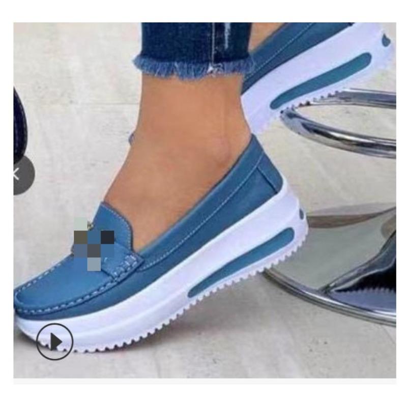 Zapatos Planos de Mujer Antideslizantes de Suela Gruesa con Punta Redonda y Boca Poco Profunda