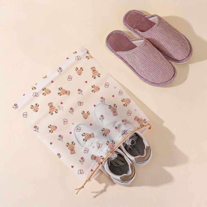 10Pcs Waterproof Drawstring Shoe Storage Bags With Cute Cartoon Prints Perfect For Travel Packing And Home Use