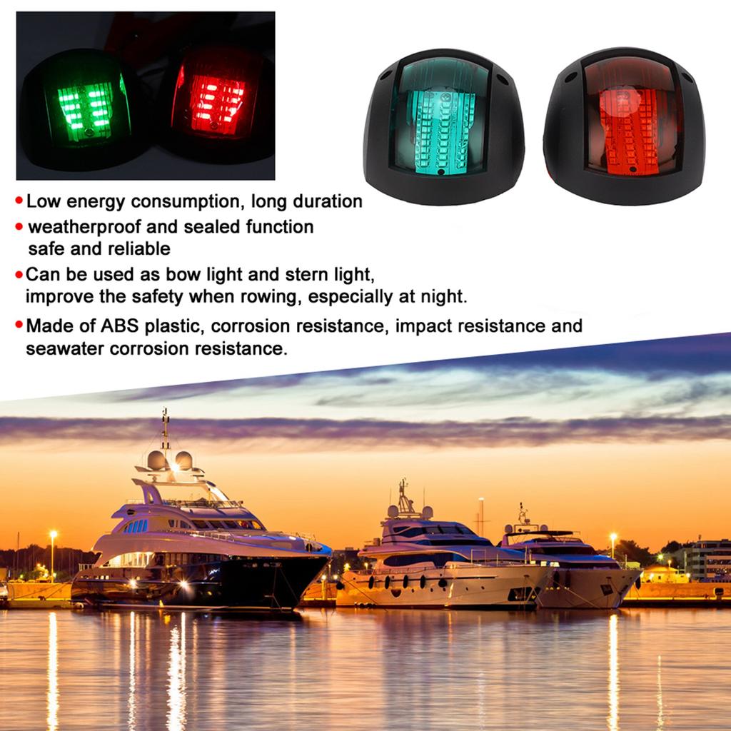 2 Stück Links Rot Rechts Grün Bootsseitenlicht LED Wetterfeste Navigationslampe für Yacht Boot