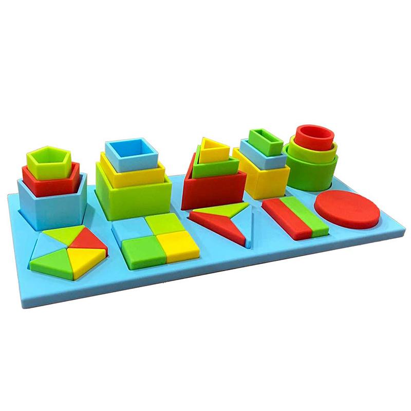 

Montessori Soft Glue Shape Sorting Board Sensory Toys Digital Colors Learning Matching Games Fine Motor Training Children Toys синий