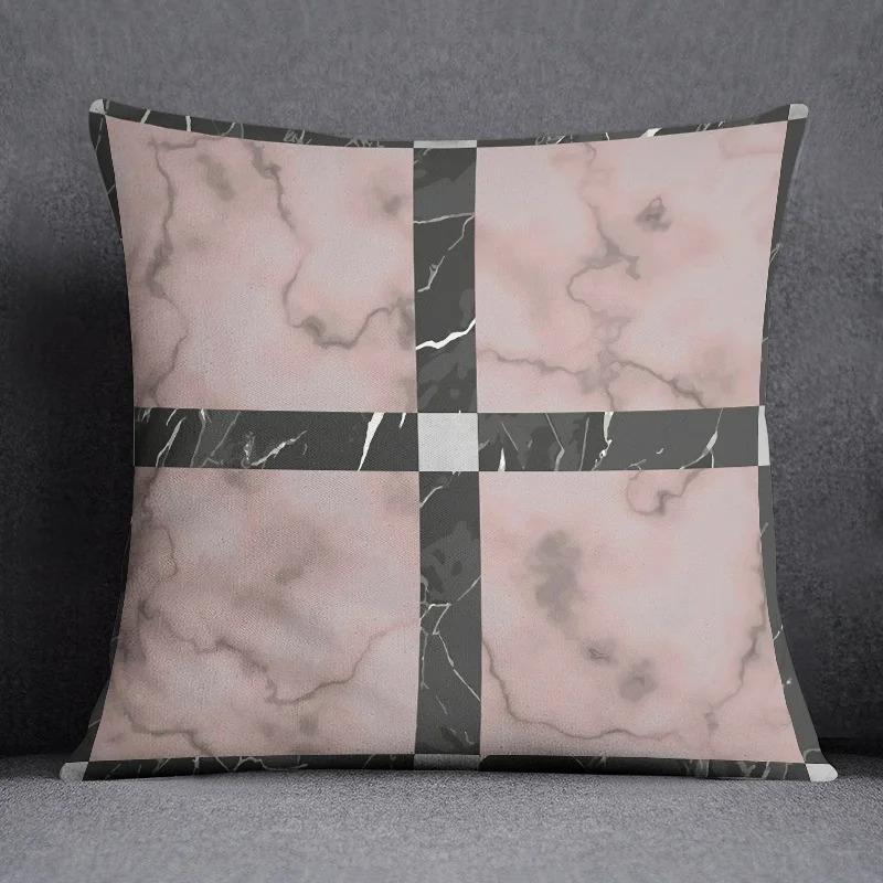 Nordic Luxury Geometric Texture Print Pillowcase Home Bedroom Room Decoration Office Seat Living Room Sofa Cushion Cover 45X45Cm