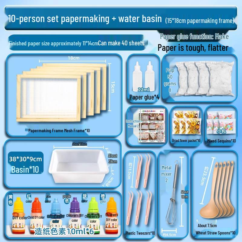 DIY Ancient Papermaking Kit for Kids: Educational Flower & Plant Pulp with Wooden Frame Screen Tools