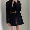 Wide Modern Black Waist Belt For Women With Unique Chain Design For Wear Versatile