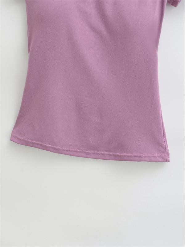 Chic One-Shoulder Hollow Short-Sleeve Women's Slim-Fit T-Shirt