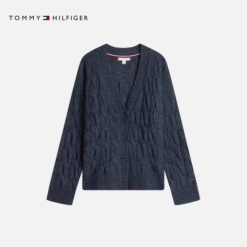 Tommy Hilfiger Women's Cable Knit V-Neck Button-Up Cardigan