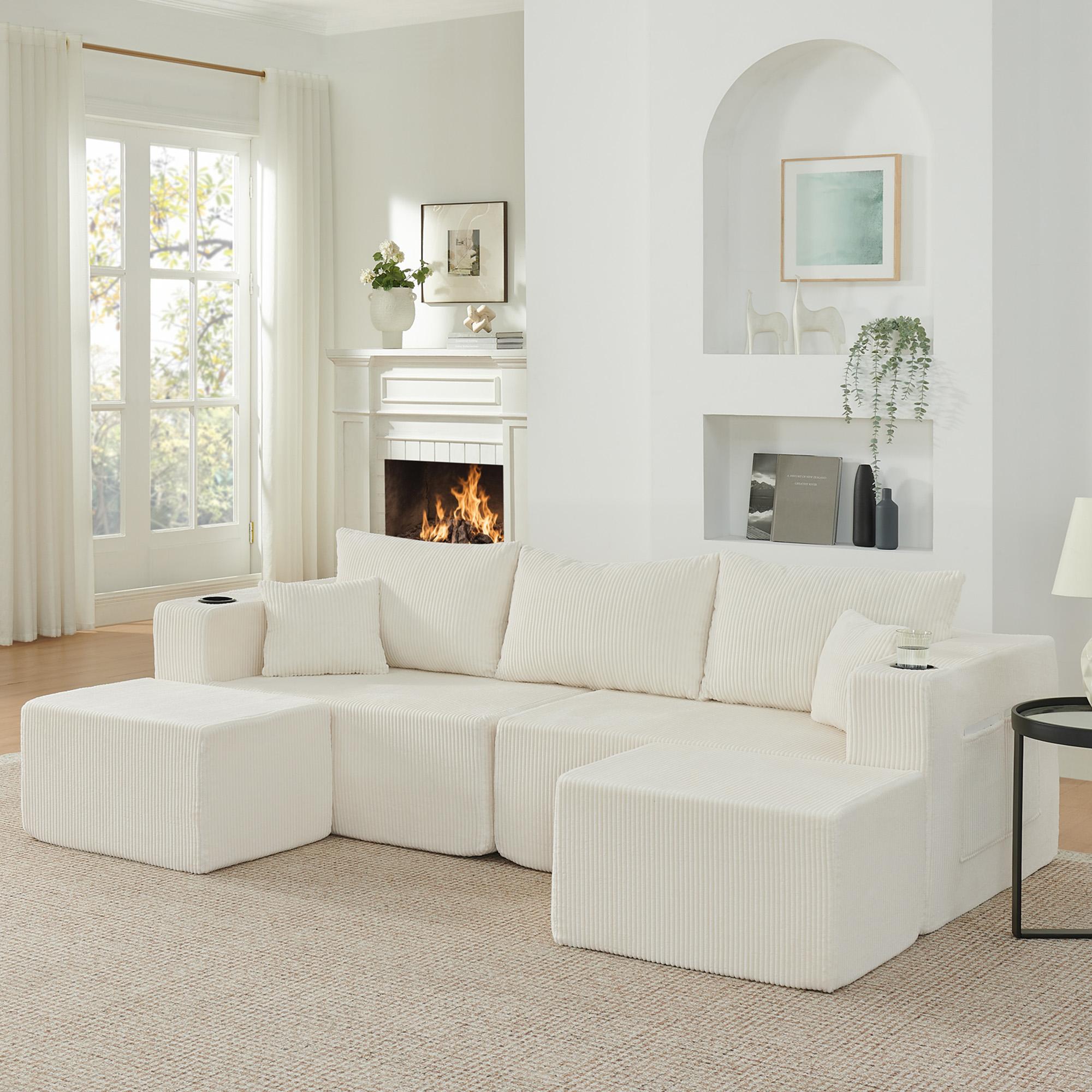 3-Seater Modular Corner Sofa, Compressed L-Shape