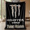 Coperta in Flanella Personalizzata Monster Energy Stampa il Tuo Nome Testo Coperta Morbida Calda Regalo di Festa