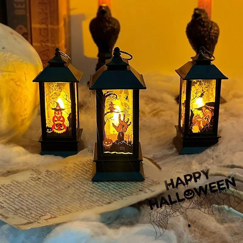 Halloween LED Electronic Pagoda Candle Light, Pumpkin Witch Skeleton Owl Decor for Home Party Desktop Mood Atmosphere, Cute Festival Gift Ornaments