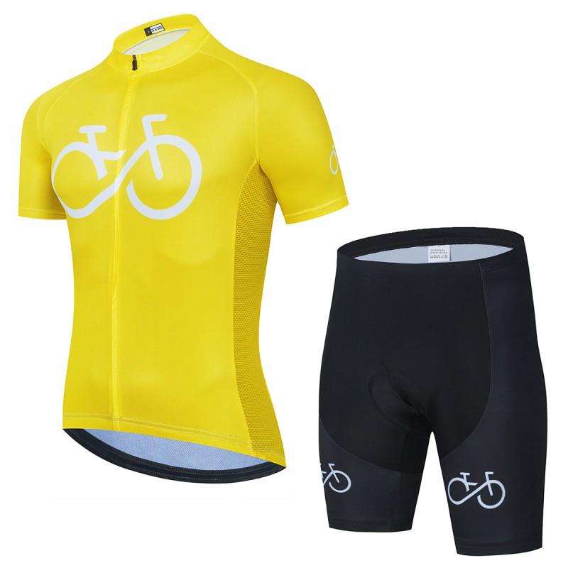 Mens Breathable Cycling Jersey Bib Shorts Set Short Sleeve Riding Outfit Road Bike MTB