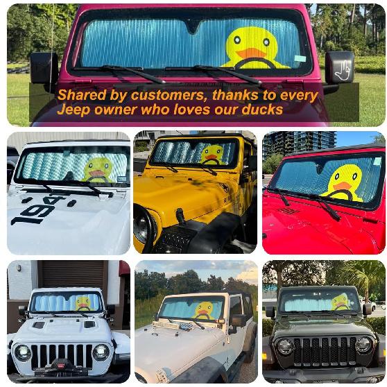 Windshield Sun Shade For Jeep Wrangler JK JKU JL JLU1997-2024,Window Sun Visor For UV Rays & Heat Protection,Duck Windshield Sunshade