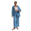 Women's Long Sleeve Shirt and Wide Leg Pants Suit Set