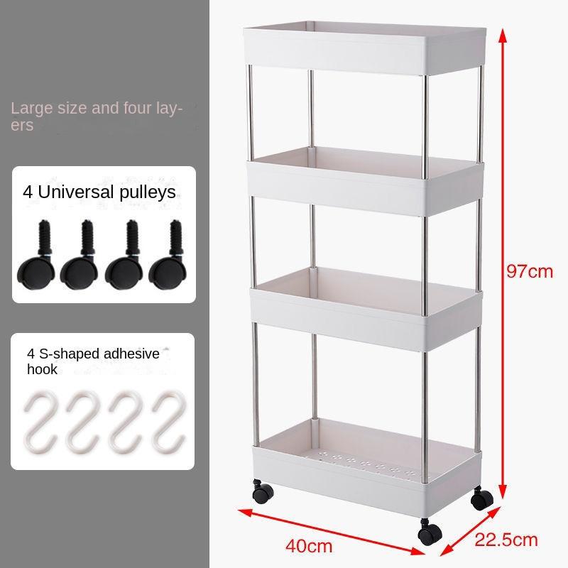 Movable Storage Rack Storage Rolling With 4 Wheels Cart Goods Shelf Kitchen Tableware Toiletries Clothes Multilayer Storage Rack