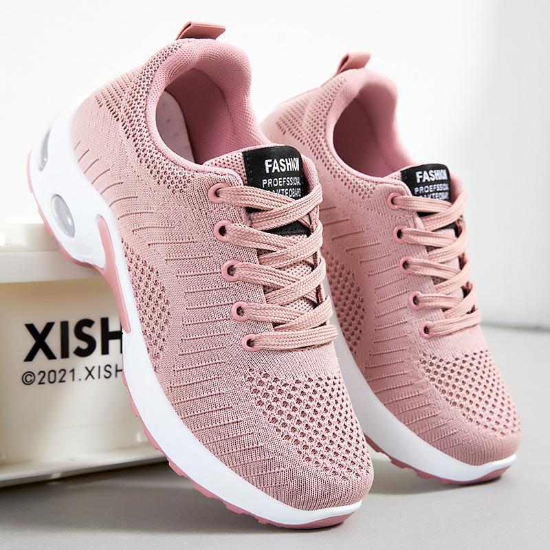 Shoes Women's Spring and Autumn New Casual Shoes Women's Breathable Flying Weaving Sneakers Women's Large Size Women's Shoes Versatile Running Shoes