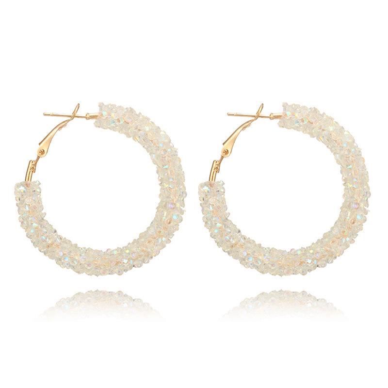 

Elegant Retro Crystal Hoop Earrings for Women білий