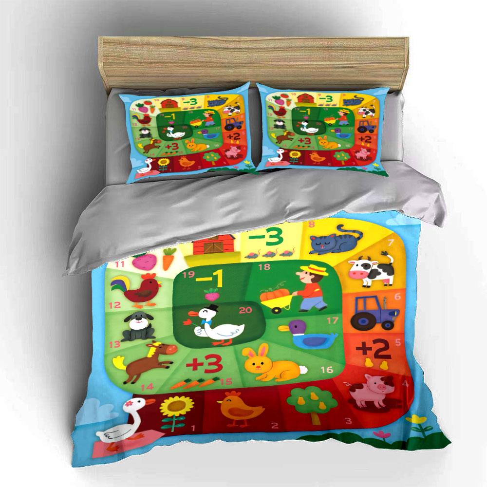 Farm-Themed Educational Board Game  Kid'S And Adults' Bedroom Decor, Exquisite Three-Piece Bedding Set Gift