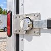 Round Lock Set with Enclosed Connection, Copper Body, Shrouded Mounting Hasp, and 2 Matching Keys for Garage Door and Toolbox Access