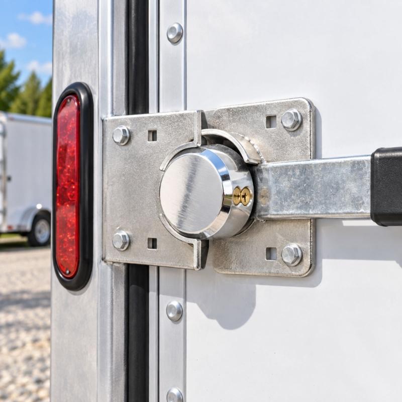 Round Lock Set with Enclosed Connection, Copper Body, Shrouded Mounting Hasp, and 2 Matching Keys for Garage Door and Toolbox Access