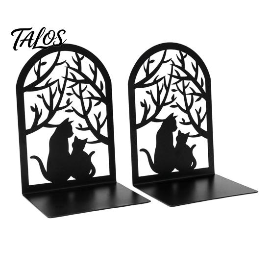 Par de Sujeta Libros Metálicos, Sujeta Libros de Gato, Sujeta Libros Lindos para Estanterías, Tope de Soporte Decorativo Resistente, Decoración para Escritorio de Oficina en Casa, Estantería