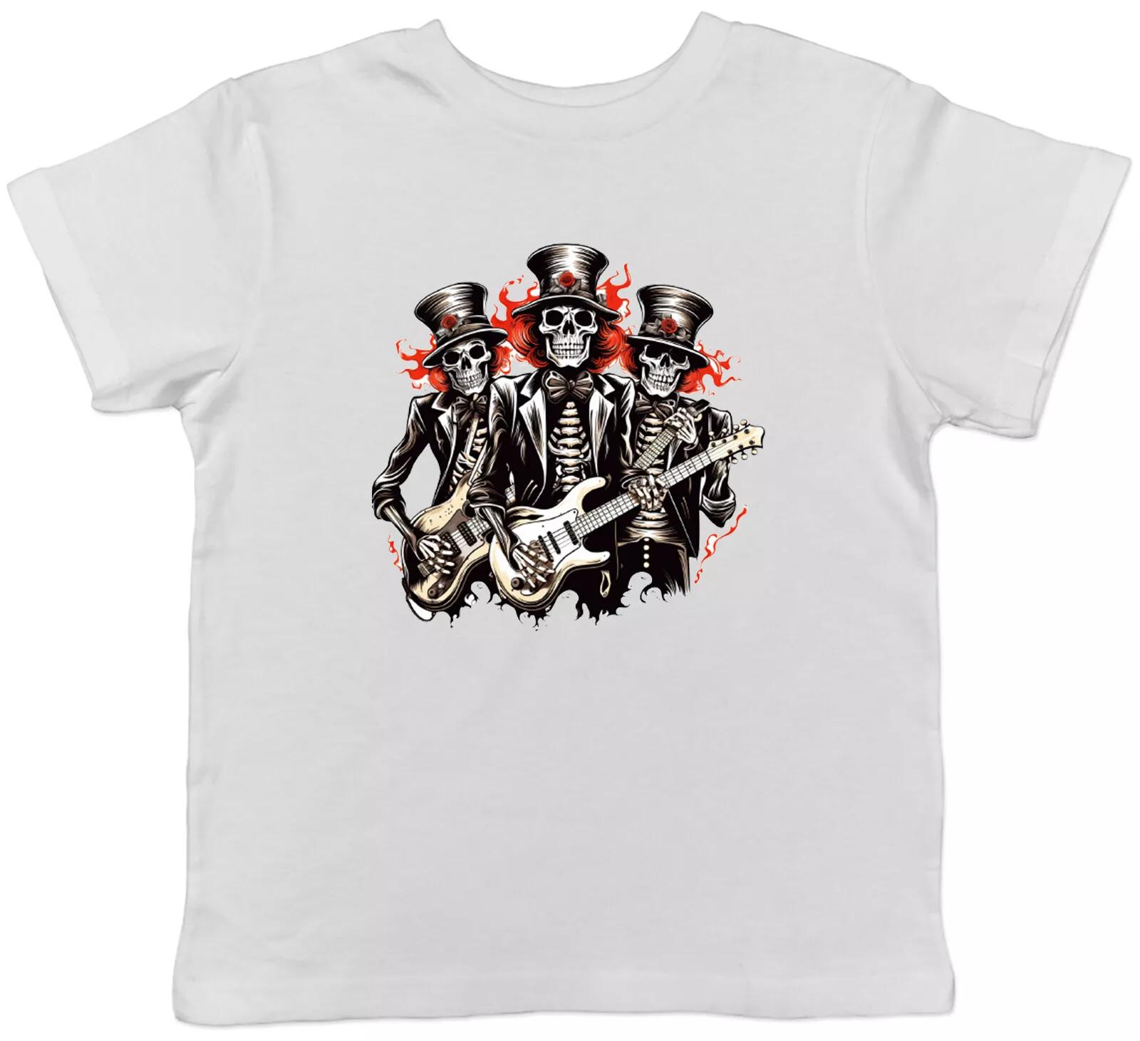 Skeleton Music Band Kids T-Shirt Rock N Roll Electric Guitar Childrens Boys Girl 140