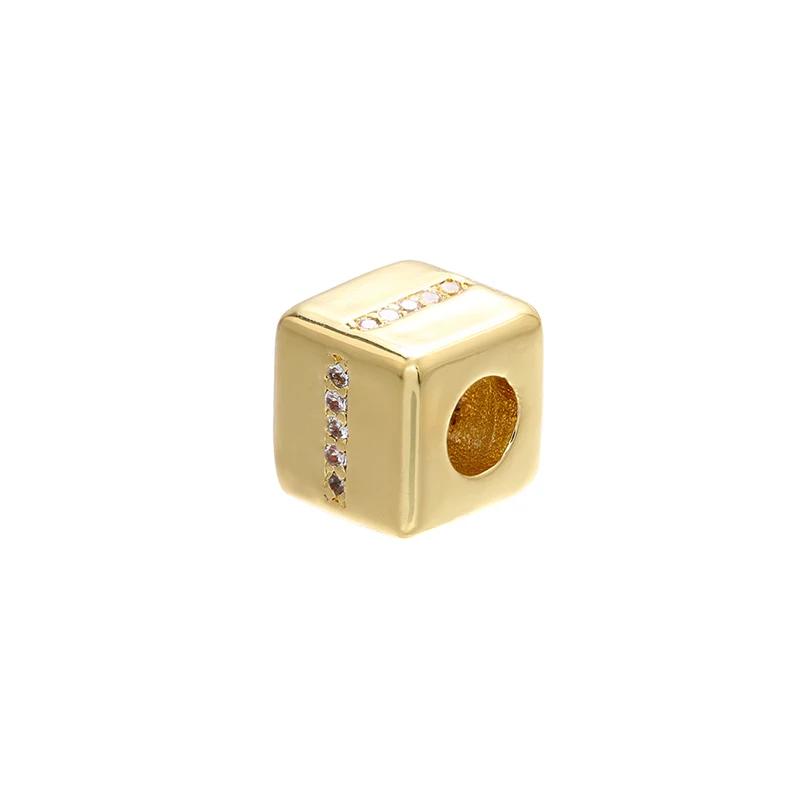 Gold-colored 8x8mm Square A-Z Letter Beads for DIY Handmade Bracelets, Earrings, and Jewelry Accessories Model:VZ246B