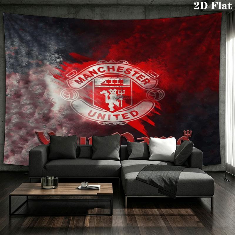 Manchester United F Custom Name Wall Tapestry Aesthetic Wall Hanging Printed Fabric Blanket Decorative Tapestries for Bedroom Living Room Home Decor