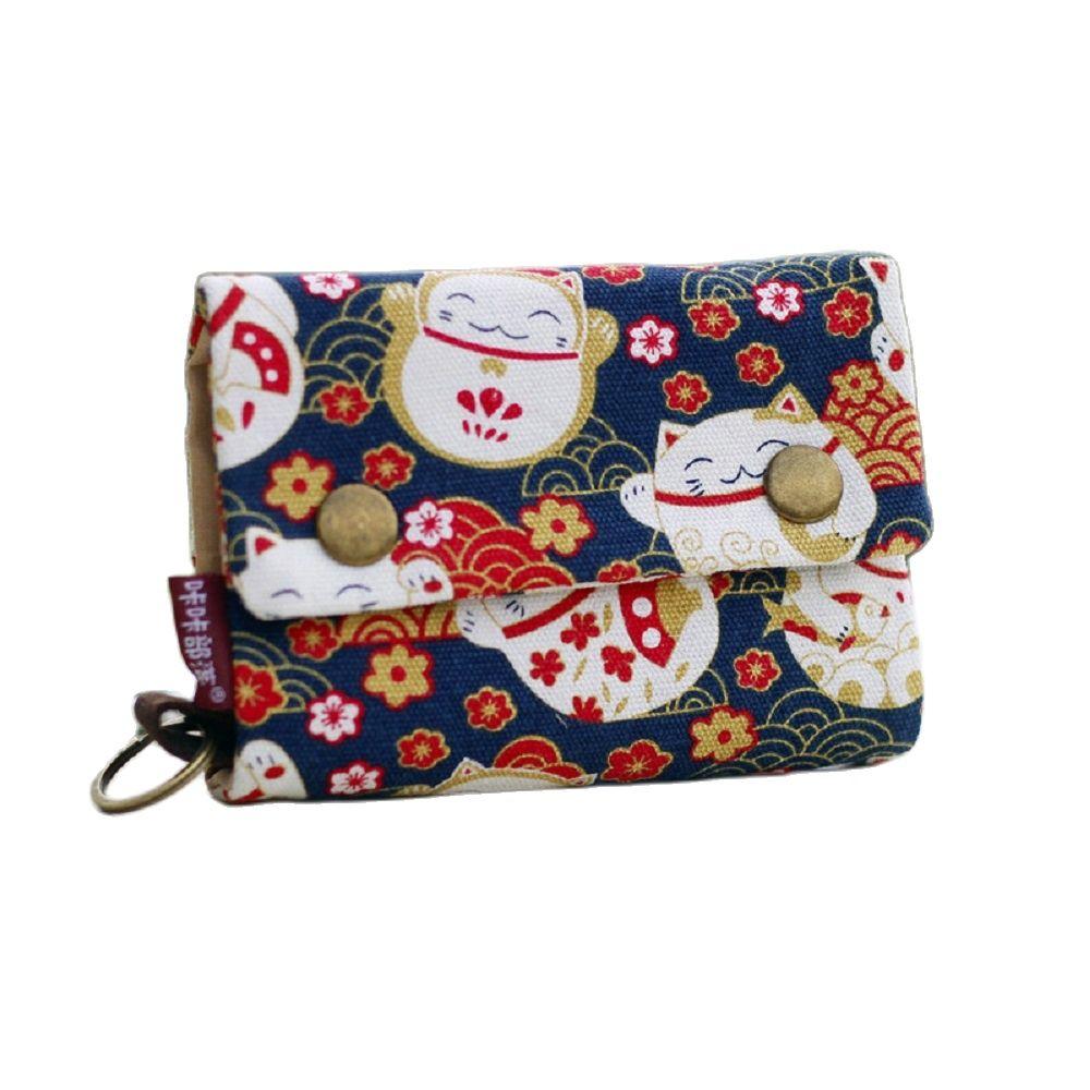 Women's Fold Card Wallet Canvas Cartoon Key Organizer Coin Purse Small Pouch Female Money Bag  for Girls