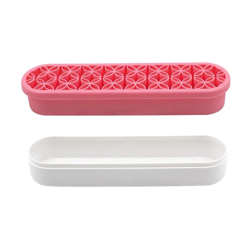 Silikonová úložná krabička na kosmetiku, rtěnka, tužka na obočí, stojánek na štětce na make-up, bezplatný držák na pero, baterie, stolní úložný box