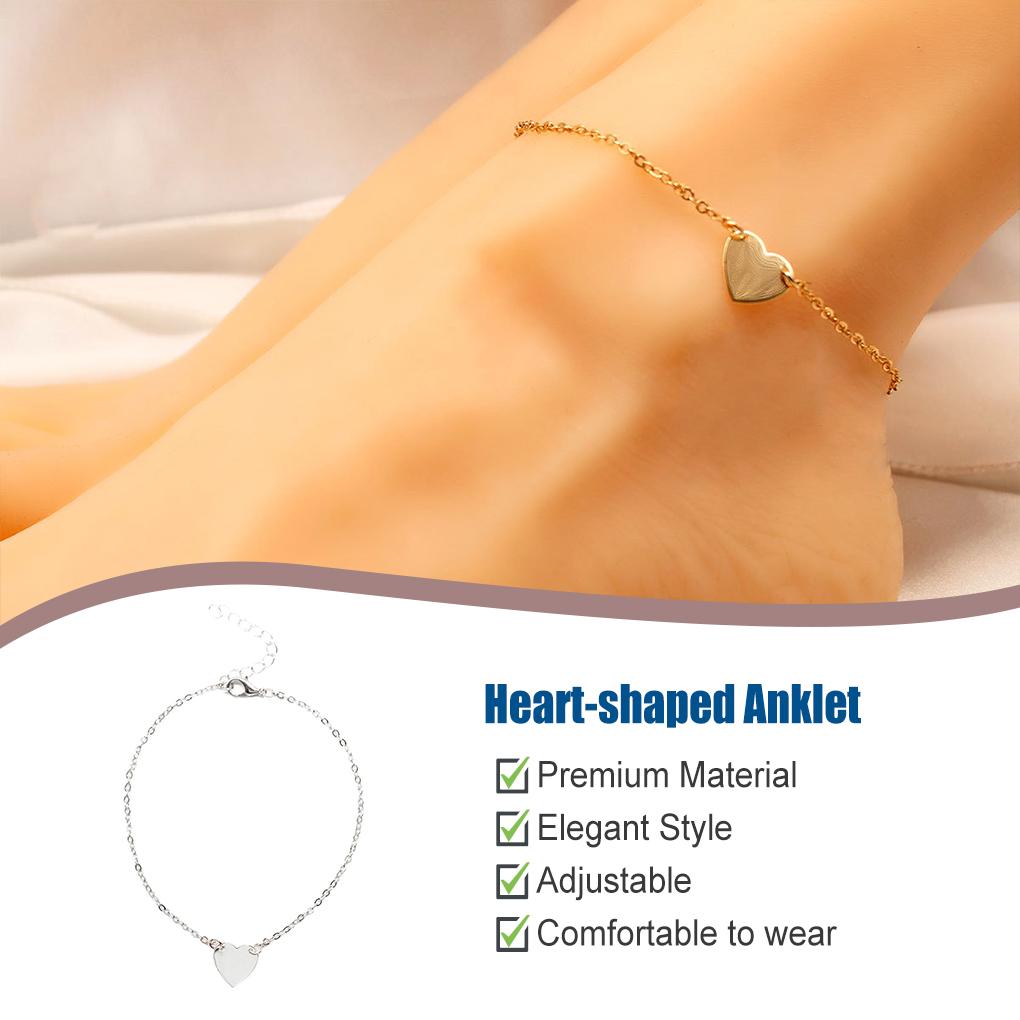 Ankle Bracelets Heart-shaped Aesthetic Jewelry Bohemian Simple Style Ornaments Fashion Accessory Beach Gifts Anklets for Women